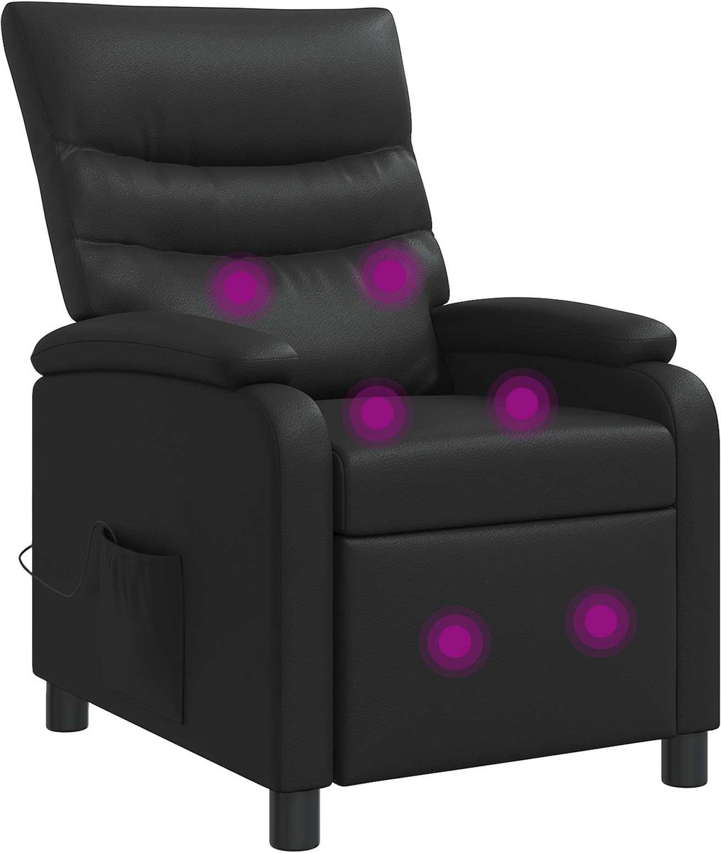 vidaXL Massage - Relaxstoel - Zwart - Kunstleer