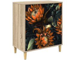 vidaXL - Ladekast - LOCHEM - Oranje - print - 66 - x - 36,5 - x - 75 - cm - Bewerkt - hout