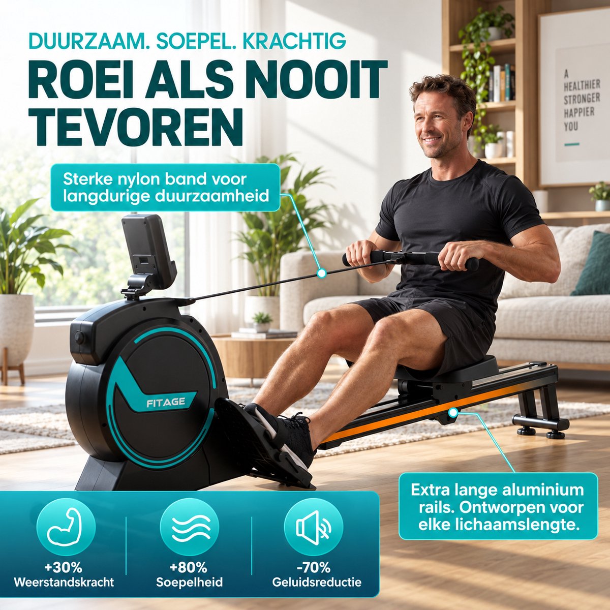 FITAGE FITAGE Roeitrainer Roeimachine - afbeelding 2