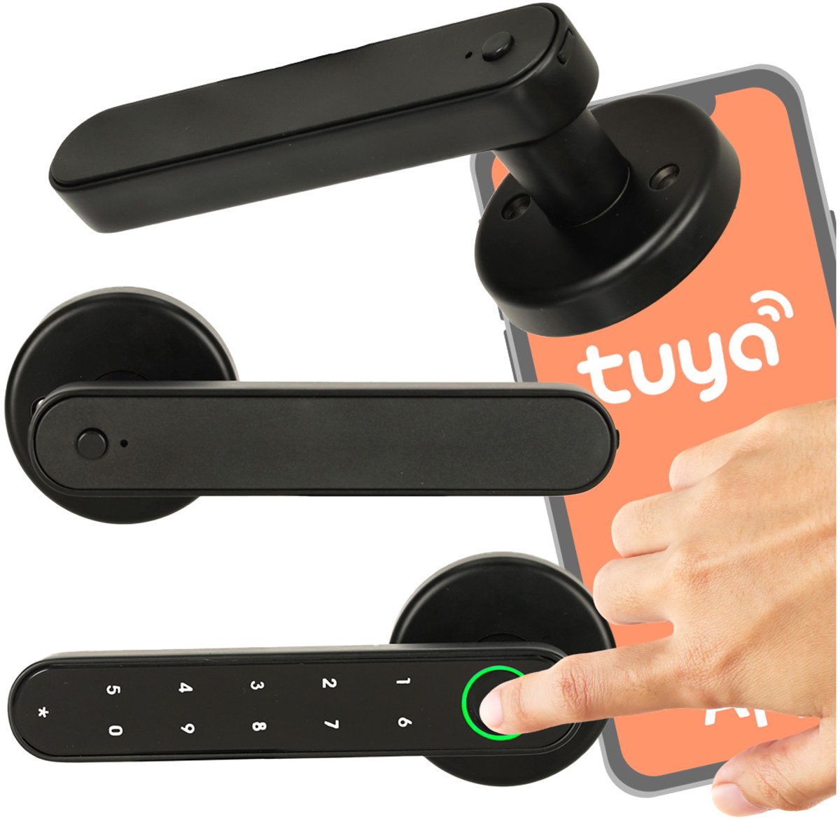 MOZY® - Slimme Deurklink - met Vingerafdruk of Wachtwoord - met Wifi & App - tot 30 Vingerafdrukken en 50 Wachtwoorden - Elektronisch Deurslot -