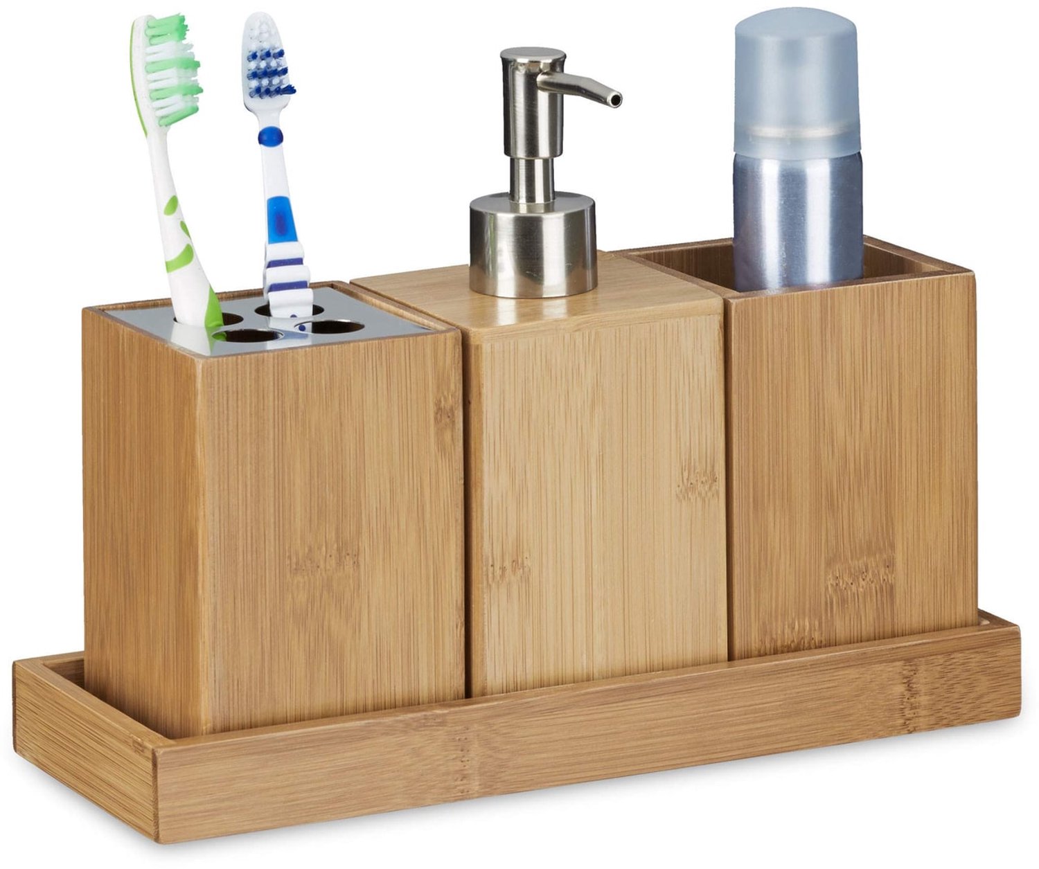 Badkameraccessoireset - 4-delig - Bamboe - Naturel