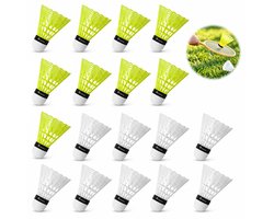 Kaiyaya - 16 stuks badminton shuttles - duurzaam - nylon met foam top - voor training, binnen en buiten - wit en geel