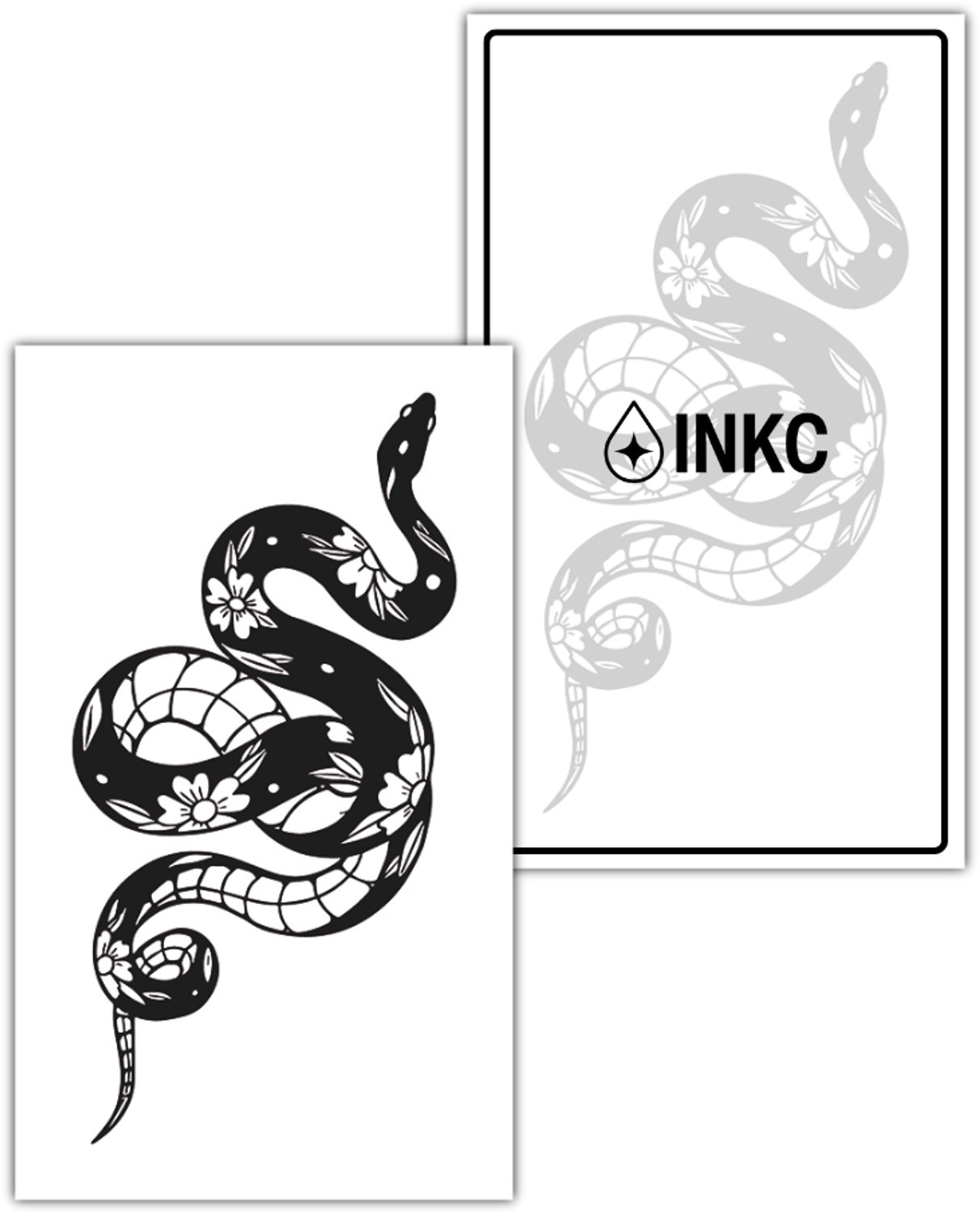 INKC - Tijdelijke Tattoo - Slang met Bloemenpatroon - Nep Tattoo - Plak Tattoos - Blijft tot 2 weken - 7 x 12cm