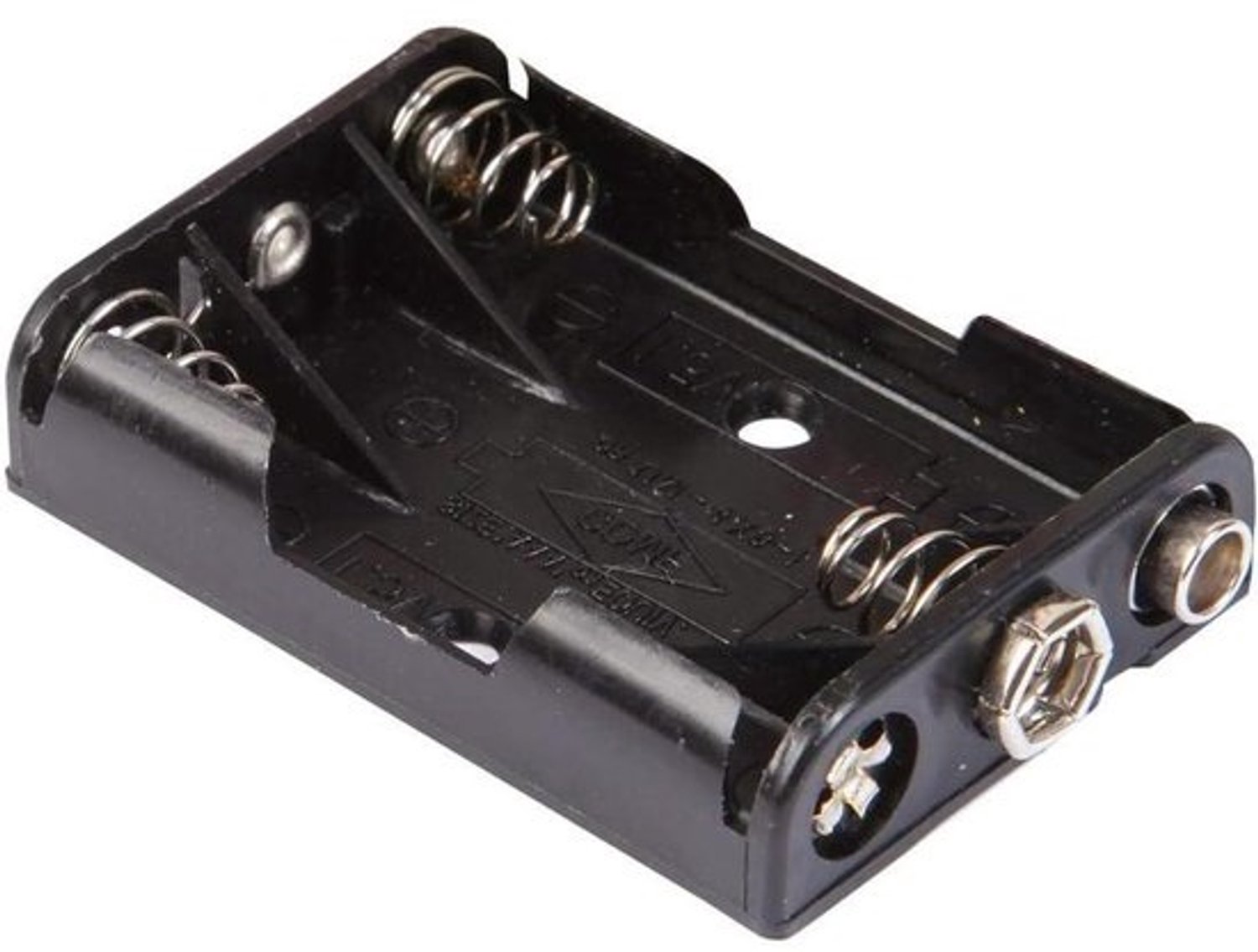AAA-batterijhouder - Snap-on opbergdoos - Batterijen opbergen - 3 batterijen - 1 stuk - Zwart