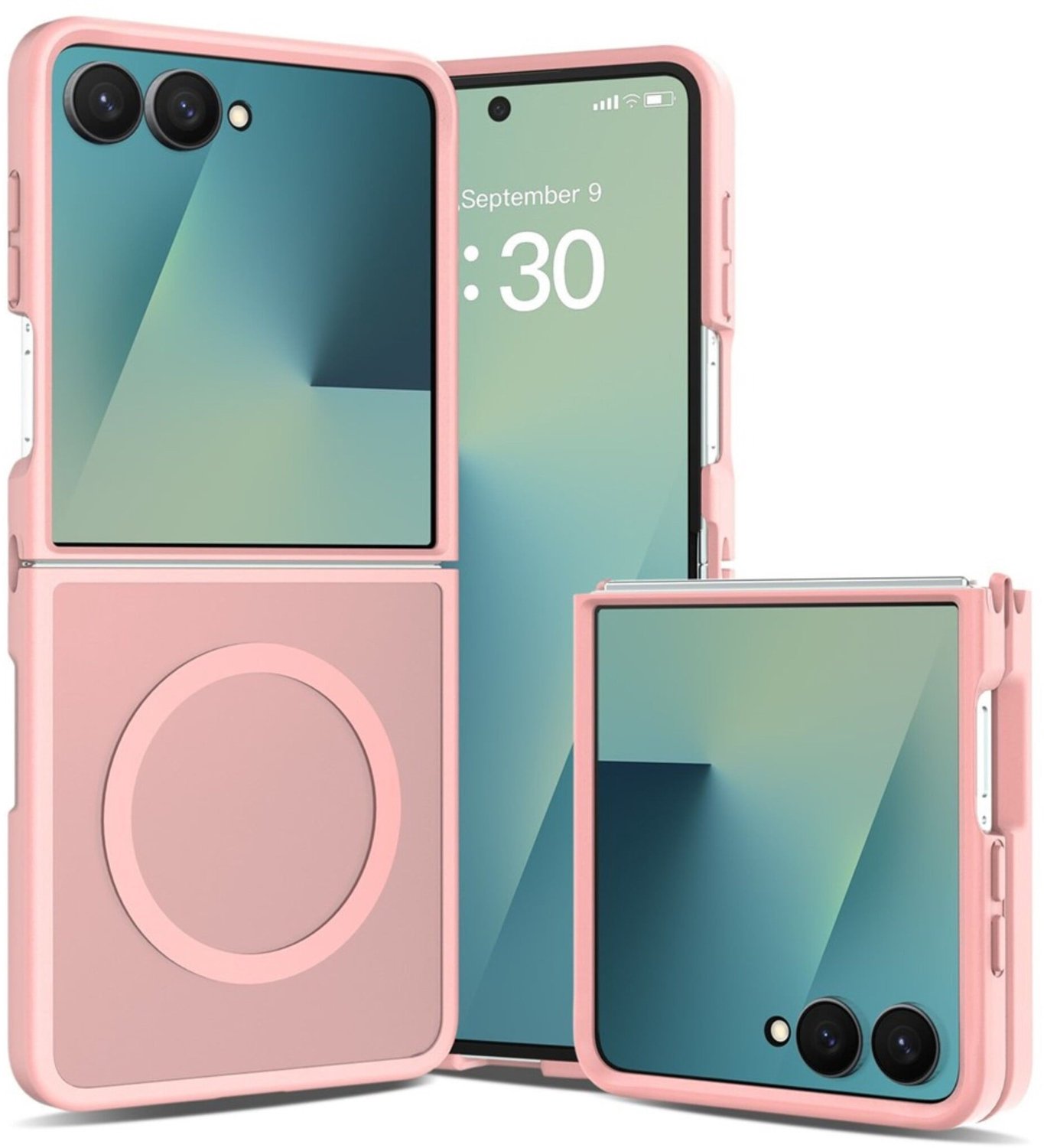Casety Geschikt voor Samsung Galaxy Z Flip 8 slank backcover hoesje met magnetisch ondersteuning - Lichtroze