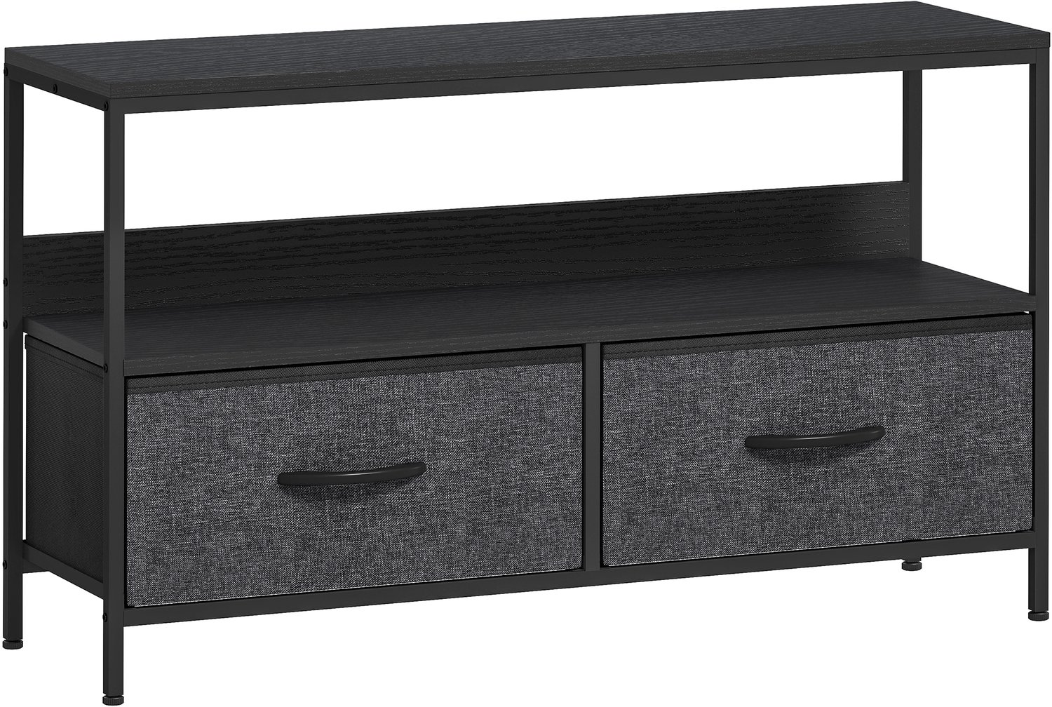 Homona TV-meubel met 2 lades en open vak - 98 x 29 x 56 cm - Zwart/Donkergrijs Multi