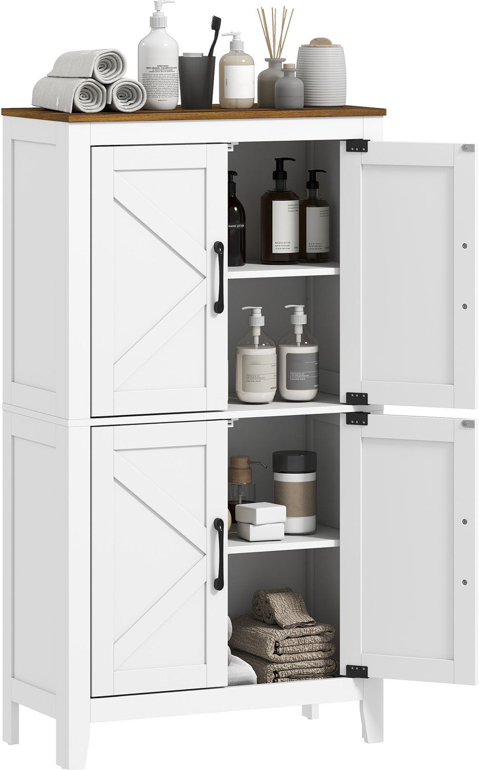 HOMCOM Badkamerkast - Spaanplaat - 60 x 30 x 110 cm - Wit
