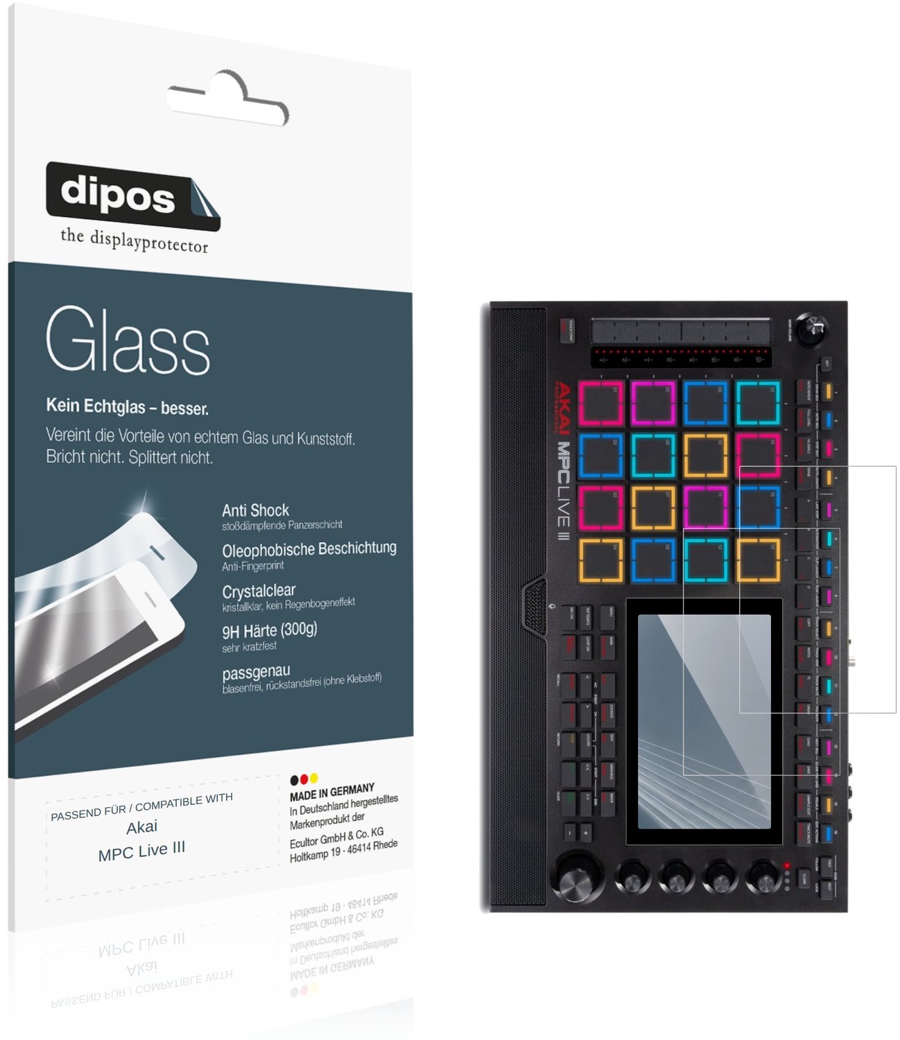 dipos – 2x Pantserfolie geschikt voor Akai MPC Live III | 9H Screenprotector