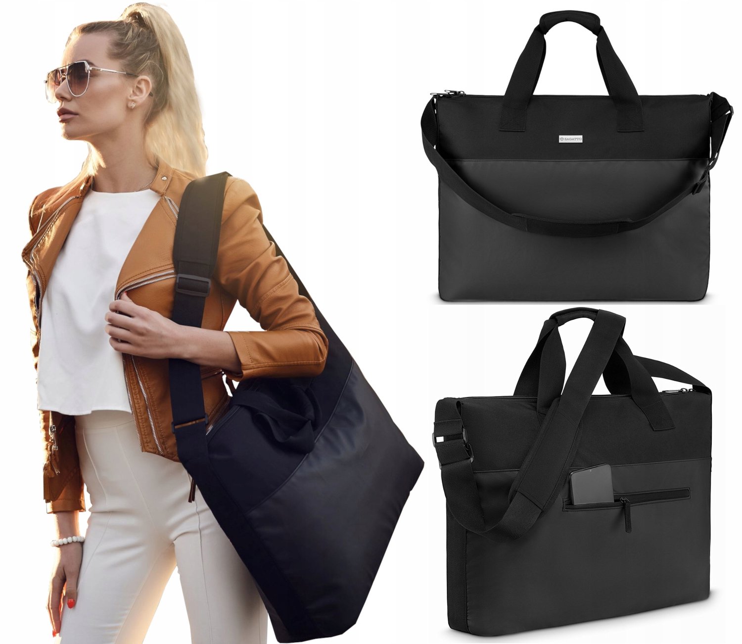 Zagatto Weekendtas Dames Heren Zwart Ruim 32L Handbagage