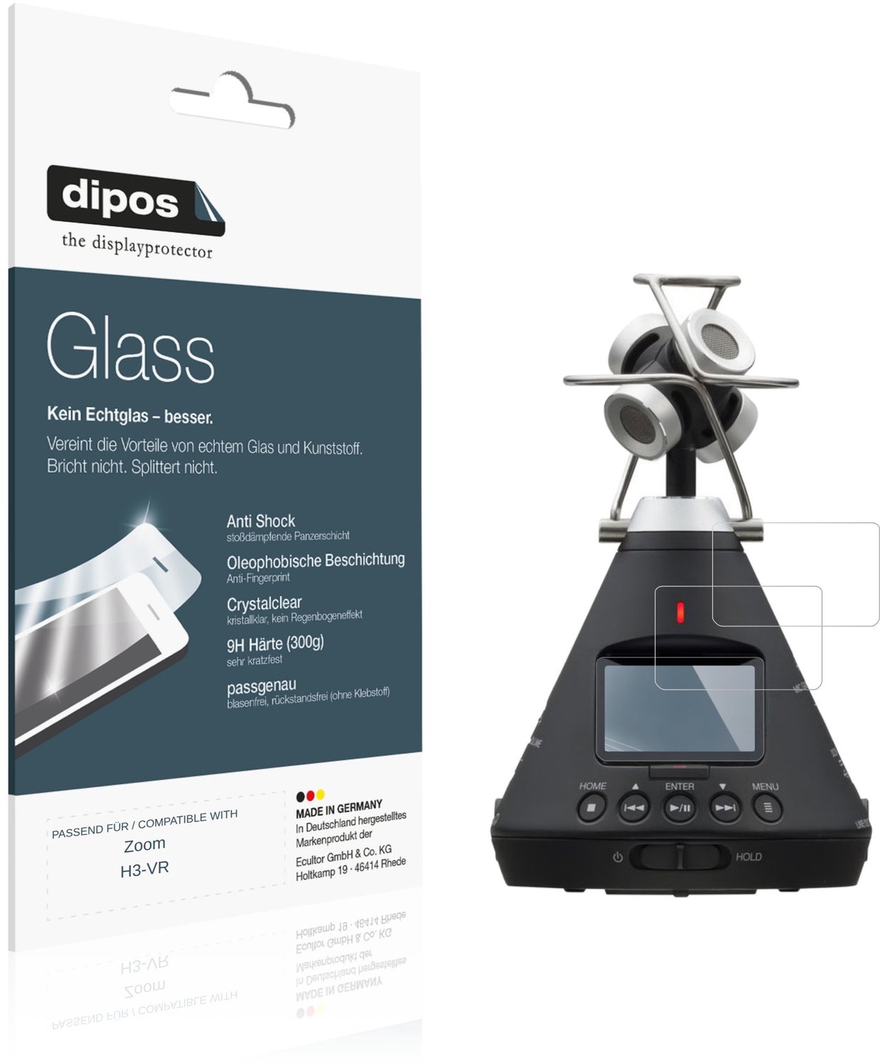 dipos – 2x Pantserfolie geschikt voor Zoom H3-VR | 9H Screenprotector