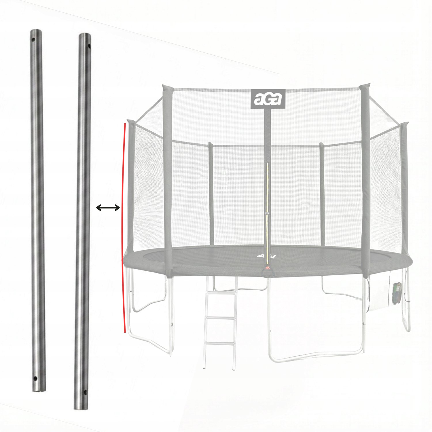 Merkloos Trampolinepaal 187 cm - 25 mm Diameter, Verzinkt Staal