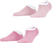 Esprit Allover Stripe 2-Pack kort gedessineerd katoen multipack sneakersokken enkelsokken dames roze - maat 39-42