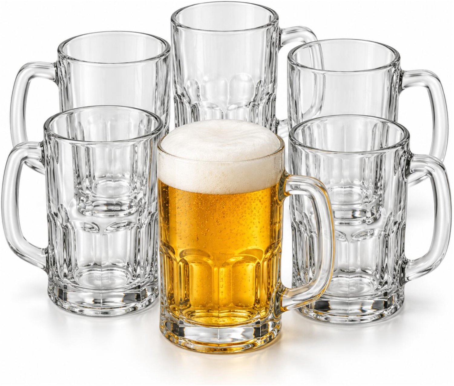 Alessandro Bierglazen - Bierpullen - transparant glas - 6x stuks - 350 ml - bierfeest - oktoberfest