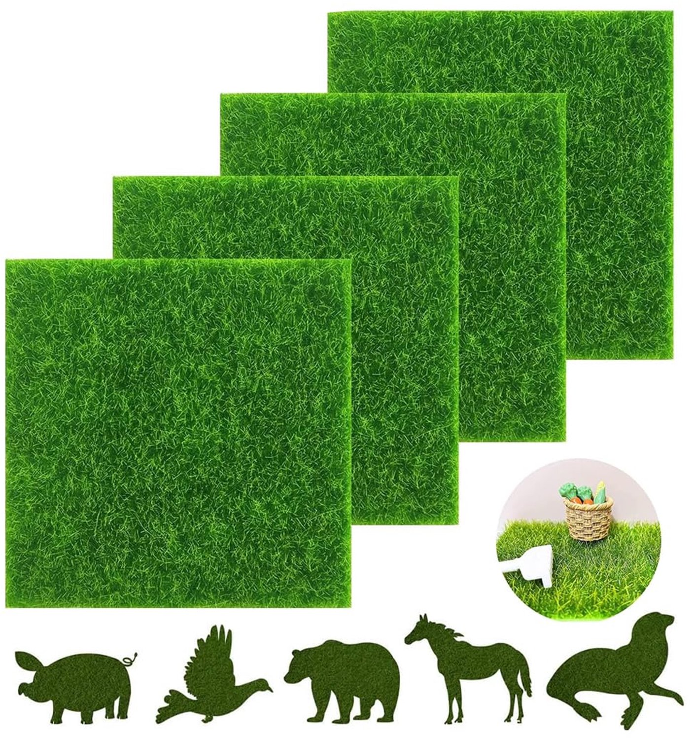 kunstgrasmatten, miniatuurmos, decoratief synthetisch gras Geschikt voor binnen en buiten, miniatuurlandschapsarchitectuur, tuin, terras, gazon (15 x 15 cm)