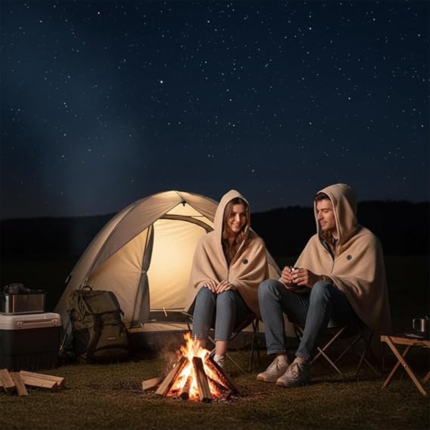 Elektrische deken - Hoodie Deken - Oplaadbare elektrische deken - electrische deken 1 persoons - 3 Standen - Verwarmde deken - Draagbare verwarmde omslagdoek - Warmtedeken - 150x80cm - USB-oplaadbaar - voor buiten, thuis – foto 3