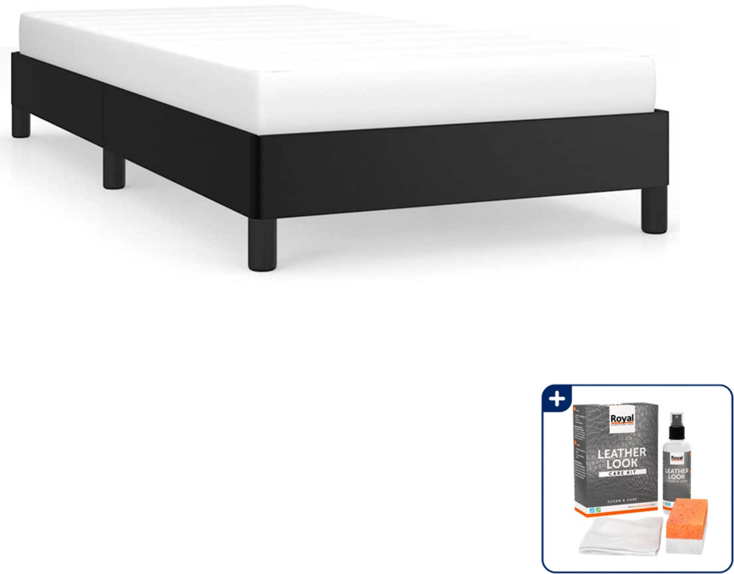 vidaXL bedframe - 90 x 200 cm - kunstleer - zwart - Inclusief onderhoudsset voor kunstleer 150 ml