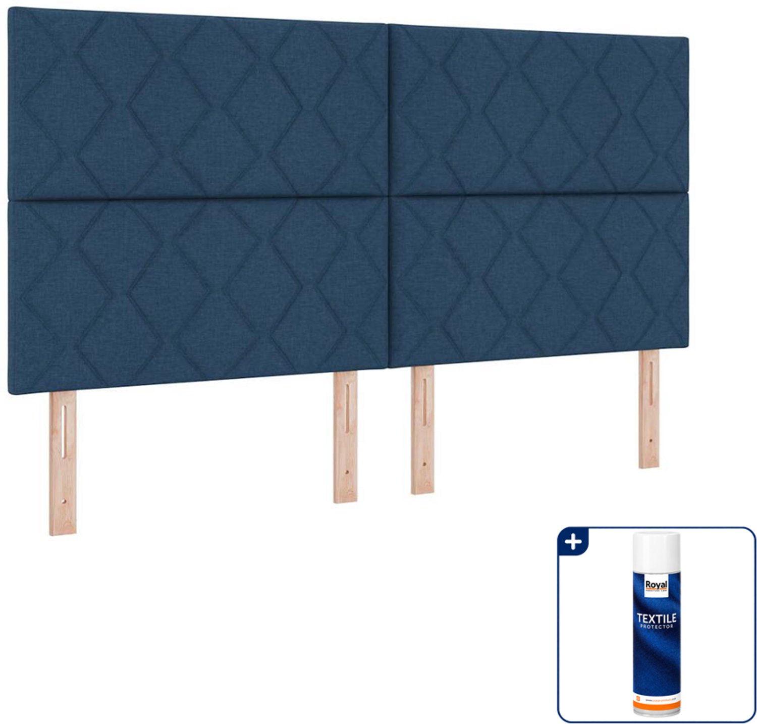 vidaXL Kingsize boxspring met led - 180 x 200 cm - blauw - Inclusief textielbeschermer 500 ml