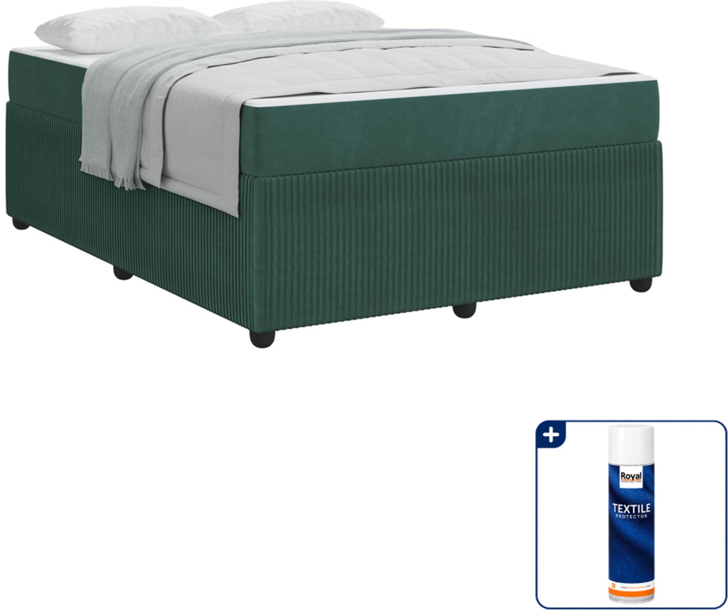 vidaXL Bedframe - Queensize - 160 x 200 cm - donkergroen - Inclusief textielbeschermer 500 ml