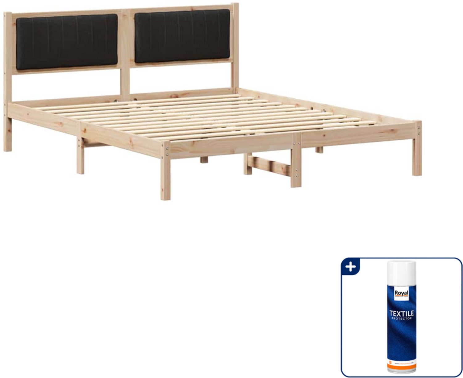 vidaXL bedframe - Queensize - 160 x 200 cm - zwart - Inclusief textielbeschermer 500 ml Bruin