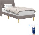 vidaXL bedframe - 90 x 200 cm - stof - taupe - Inclusief textielbeschermer 500 ml