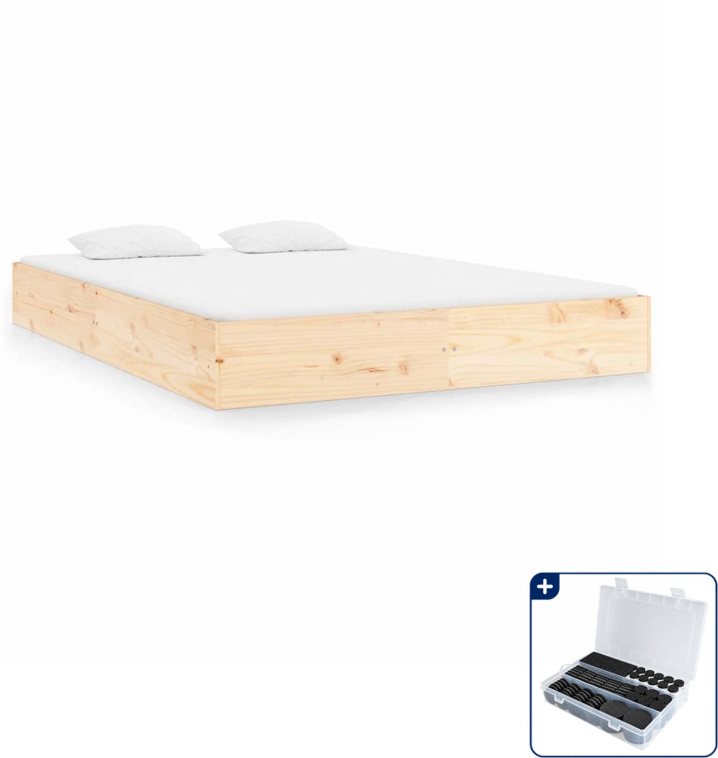 vidaXL bedframe - 150 x 200 cm - massief grenenhout - Inclusief antikrasvilt 177-delig Bruin