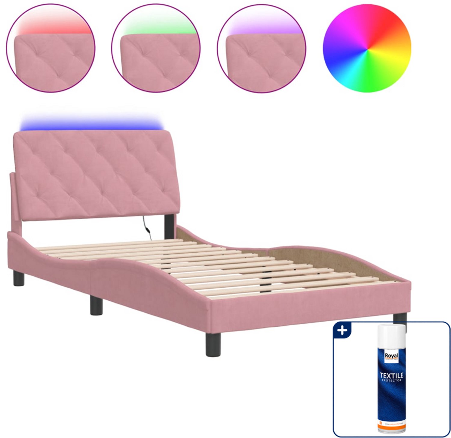 vidaXL bedframe - 100 x 200 cm - fluweel - roze - Inclusief textielbeschermer 500 ml