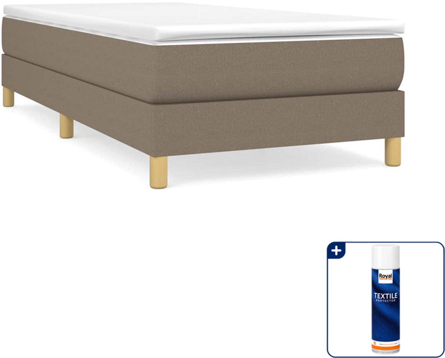 vidaXL boxspring met matras 80 x 200 cm - taupe - Inclusief textielbeschermer 500 ml