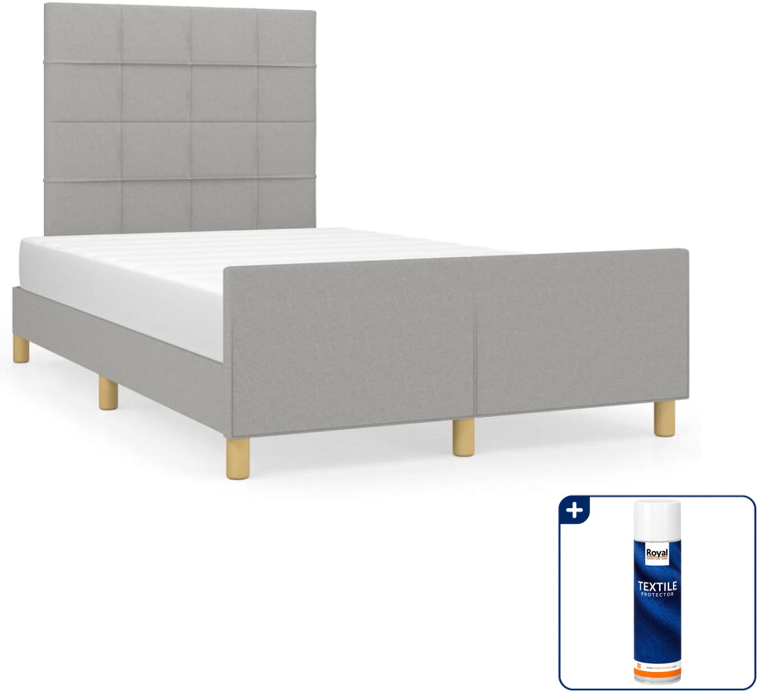 vidaXL bedframe - 120 x 190 cm - stof - lichtgrijs - Inclusief textielbeschermer 500 ml
