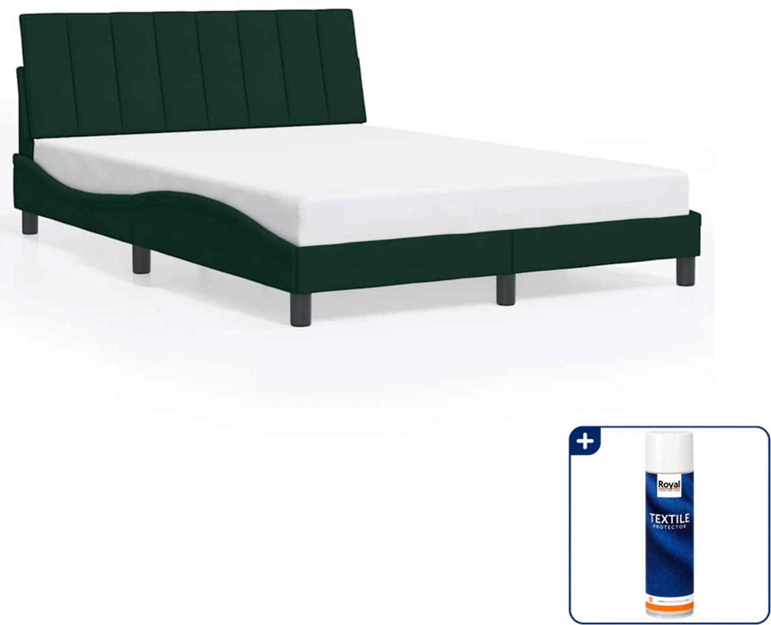 vidaXL bedframe Hanko - Small double - 140 x 200 cm - donkergroen - Inclusief textielbeschermer 500 ml Grijs