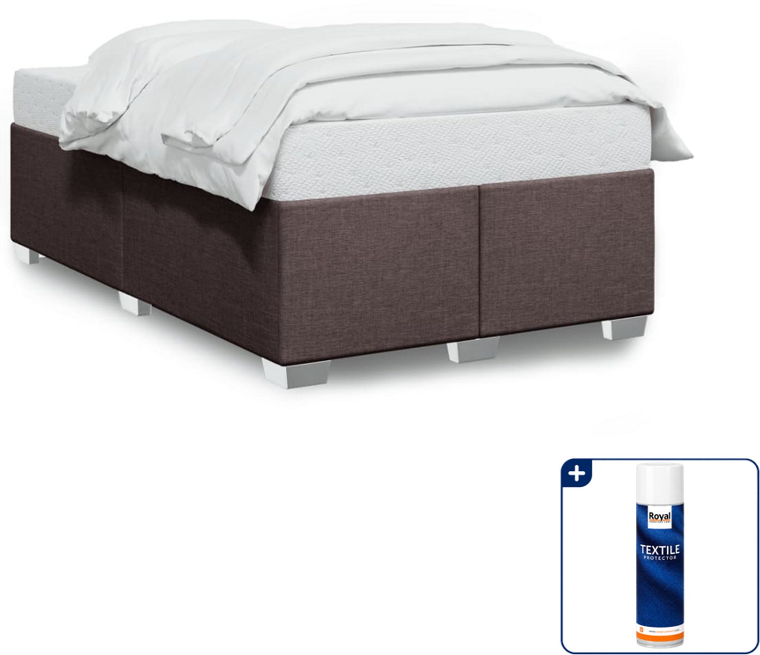vidaXL bedframe - 120 x 190 cm - stof - donkerbruin - Inclusief textielbeschermer 500 ml Blauw