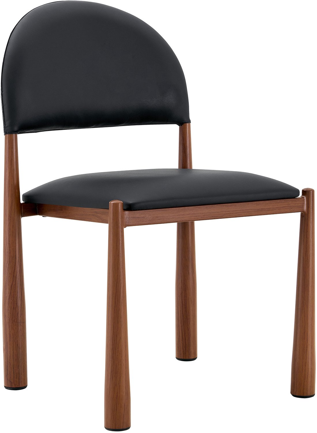 MUVANO Zwarte eetkamerstoelen set van 2 - Keukenstoelen met halfronde rugleuning - PU-kunstleer en metalen poten - 80 cm hoog - Voor keuken en eetkamer