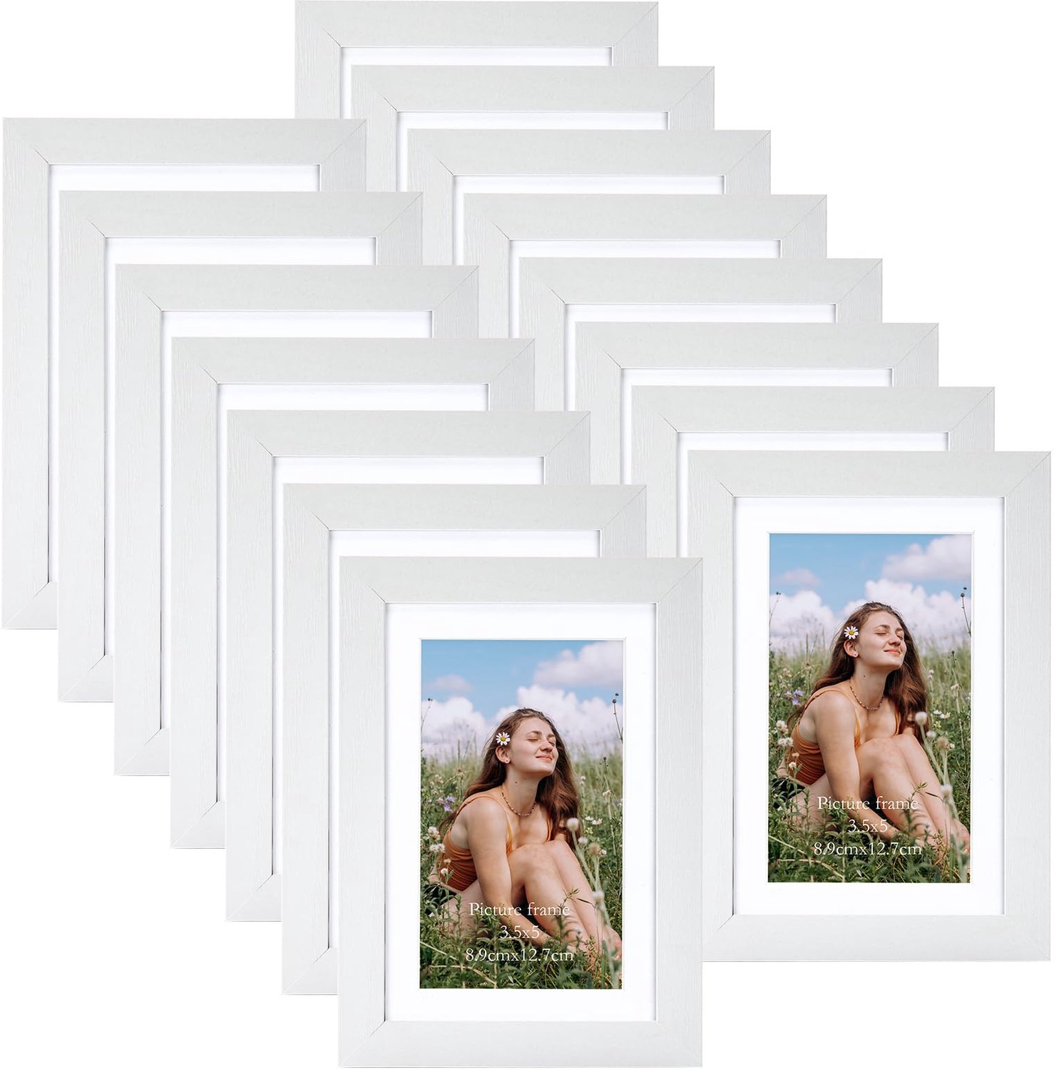 Famanu Set van 15 fotolijsten zonder doos, 10 x 15 cm, met karton van 9 x 13 cm, geschikt voor wand- of tafelplaatsing in wit, perfect voor het tentoonstellen van je favoriete herinneringen