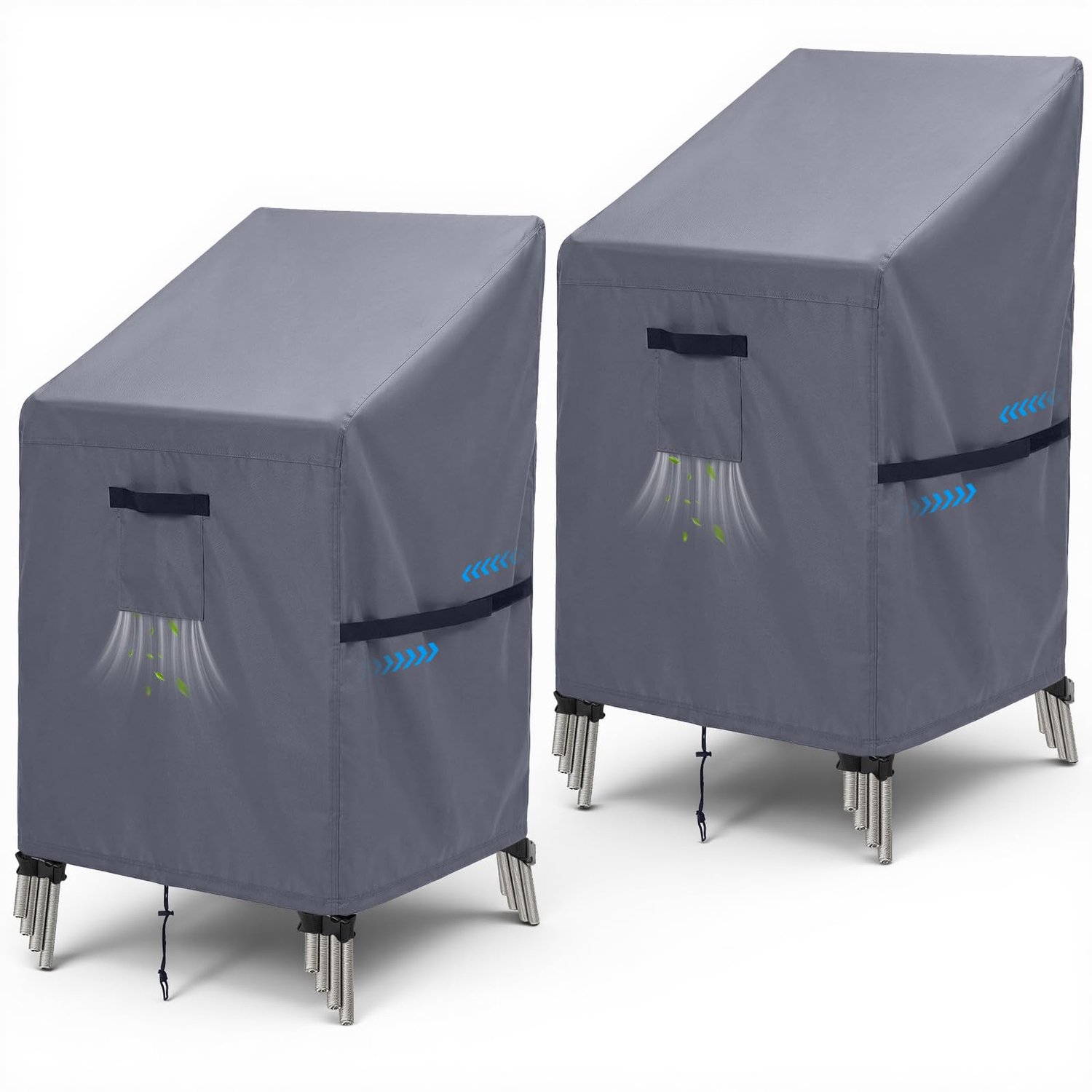 Famanu Tuinstoelhoezen set van 2 stuks, 420D Oxford, 70 x 70 x 80/120 cm, waterdicht en ademend, ideaal voor bescherming van stapelstoelen en eetkamerstoelen wit