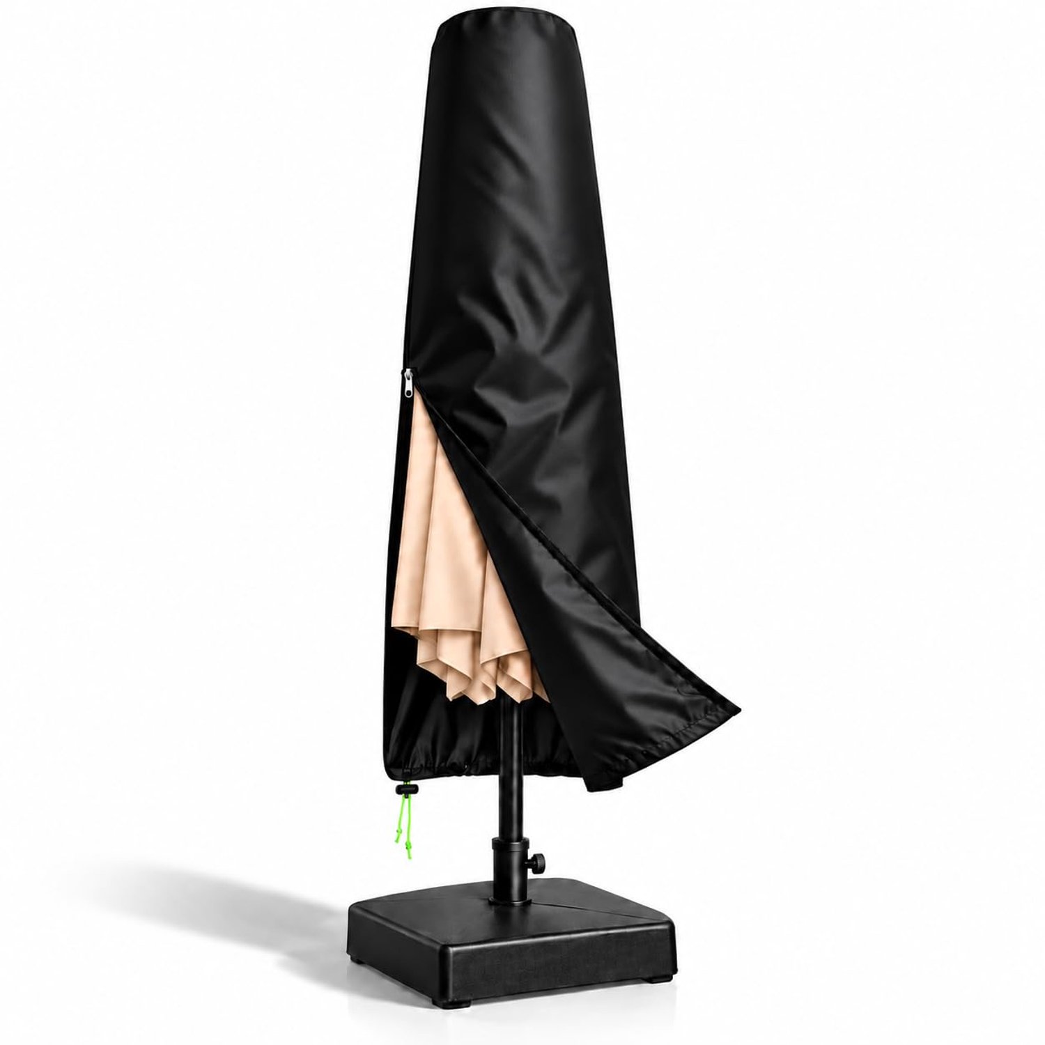 Famanu Waterdichte terrasparapluhoes met ritssluiting, geschikt voor parasols van 2,1 m tot 3,4 m, gemaakt van hoogwaardig 420D polyester met een waterdichte achterkant voor optimale bescherming tegen ruwe weersomstandigheden wit