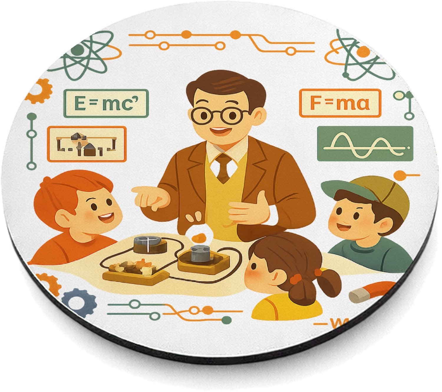 Mr Cadeautjes MDF magnetische fotolijst rond Ø 9,5 - design Een vrolijke docentengebruikte schoolposter met een andere v | cadeau Wit