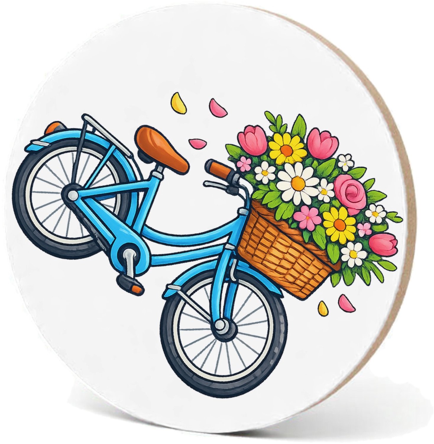 Mr Cadeautjes MDF fotolijst - design Vintage fiets met bloemenmand | cadeau Wit