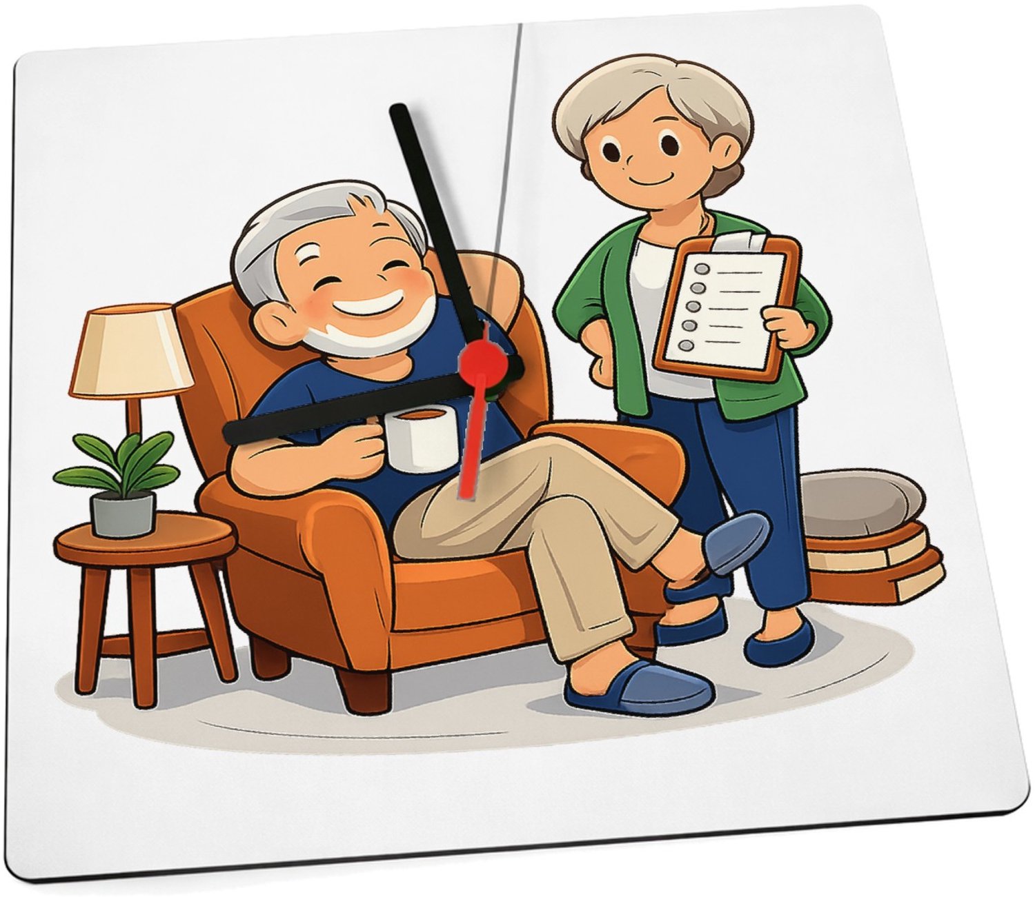 Mr Cadeautjes Klok 19 x 19 - design Een vrolijke pensioneringsgrap rond vrijheid en nieuwe routi | cadeau Wit