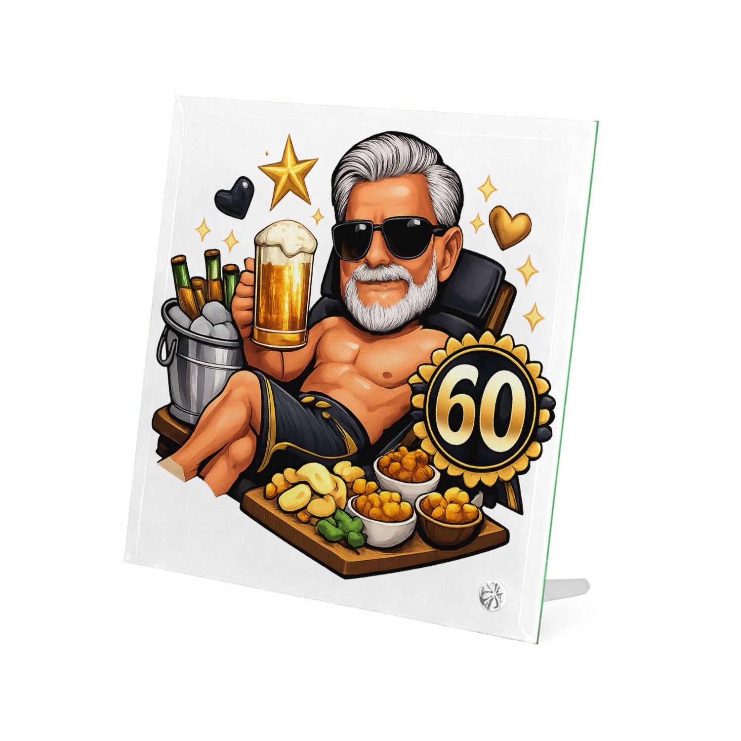 Mr Cadeautjes Glasframe 20 x 20 - design Jubileum-cocktail in loungestijl | cadeau Wit