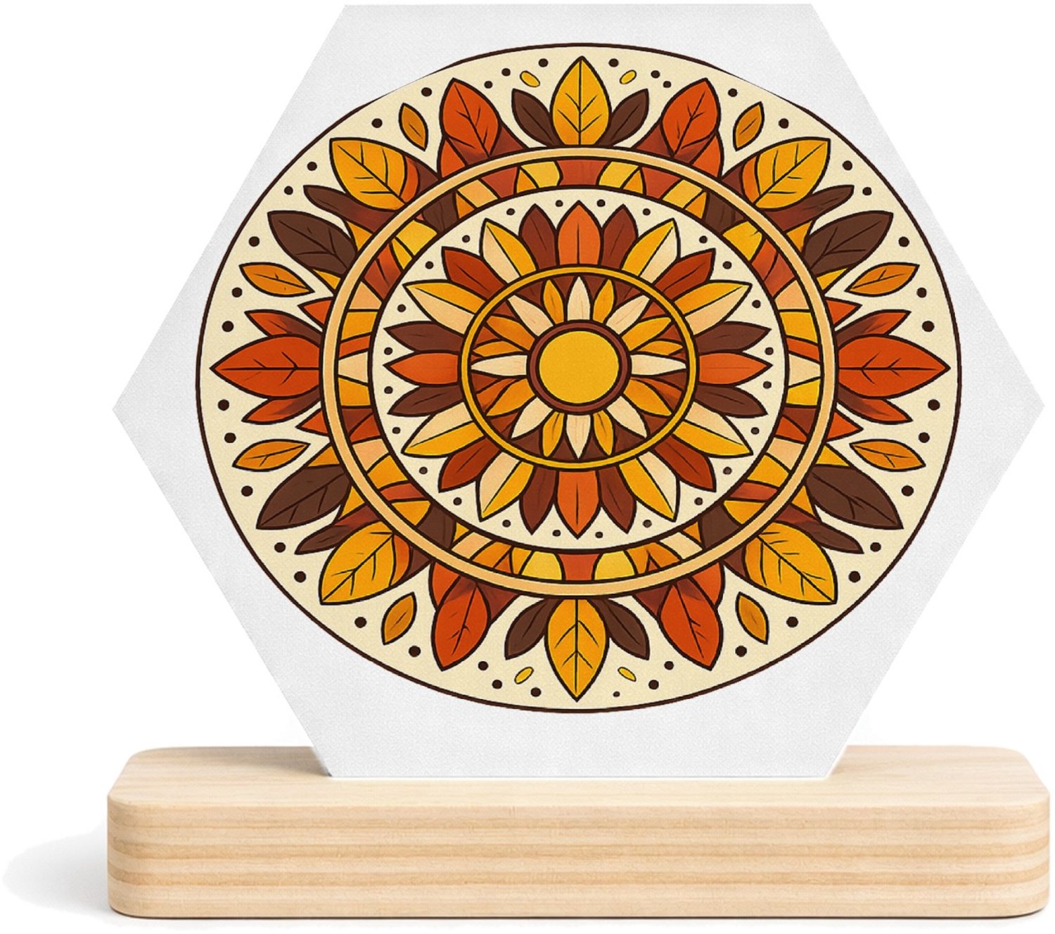Mr Cadeautjes MDF fotolijst/inleg hexagon 14 x 13 - design Ronde zonnewaaier met botanische rust | cadeau Wit