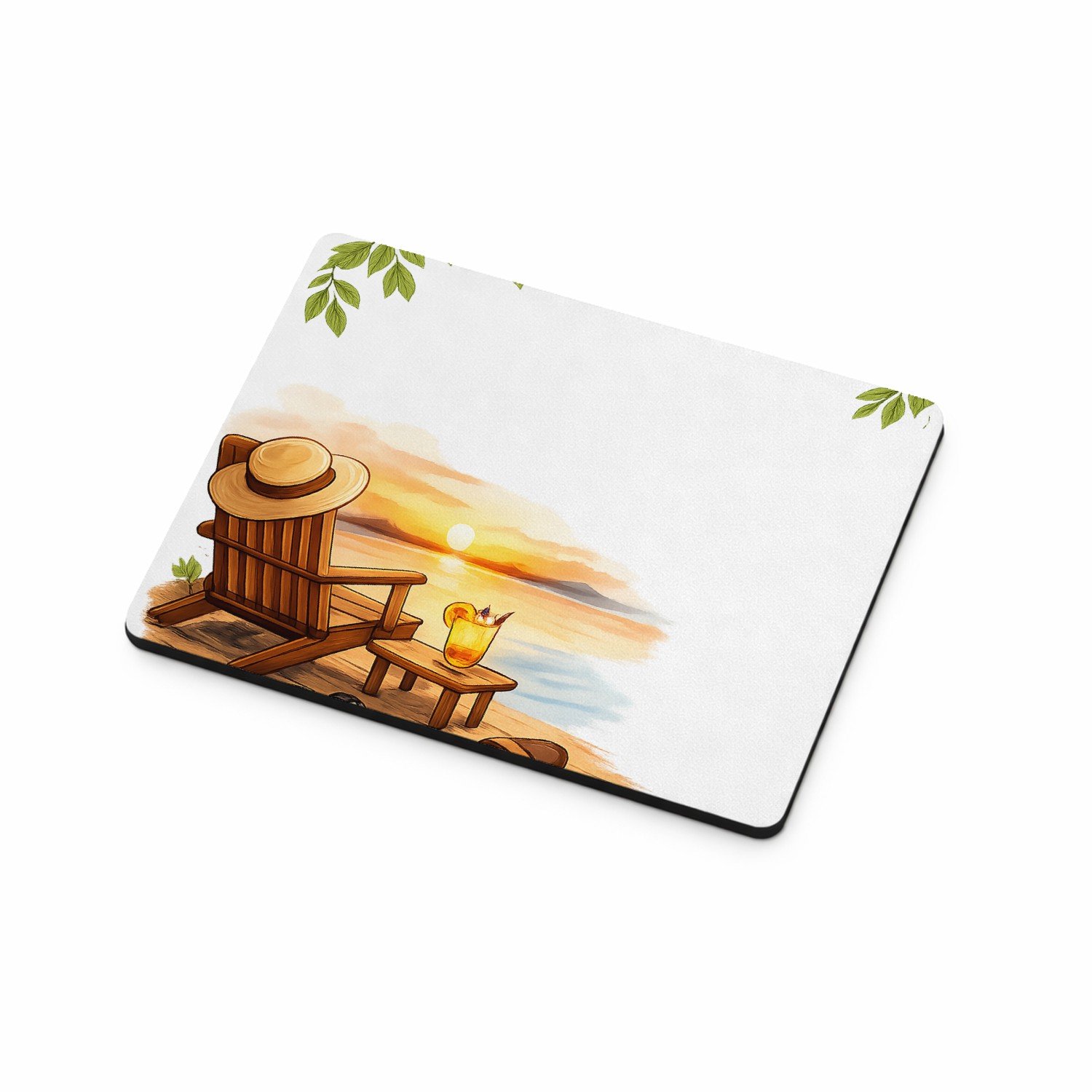 Mr Cadeautjes MDF magnetische fotolijst 9 x 7 - design Een vrolijke vrije-tijdsscène in een ligstoel op het strand | cadeau Wit