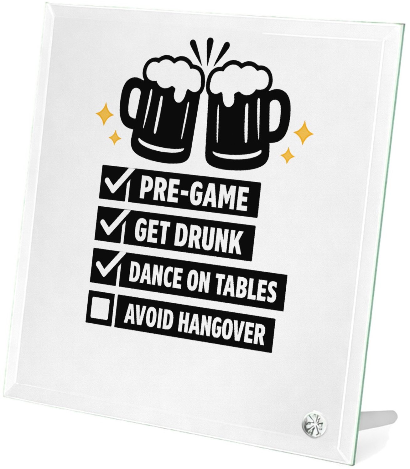 Mr Cadeautjes Glasframe 20 x 20 - design Minimalistische checklist-print voor een vriendendag met een | cadeau Wit