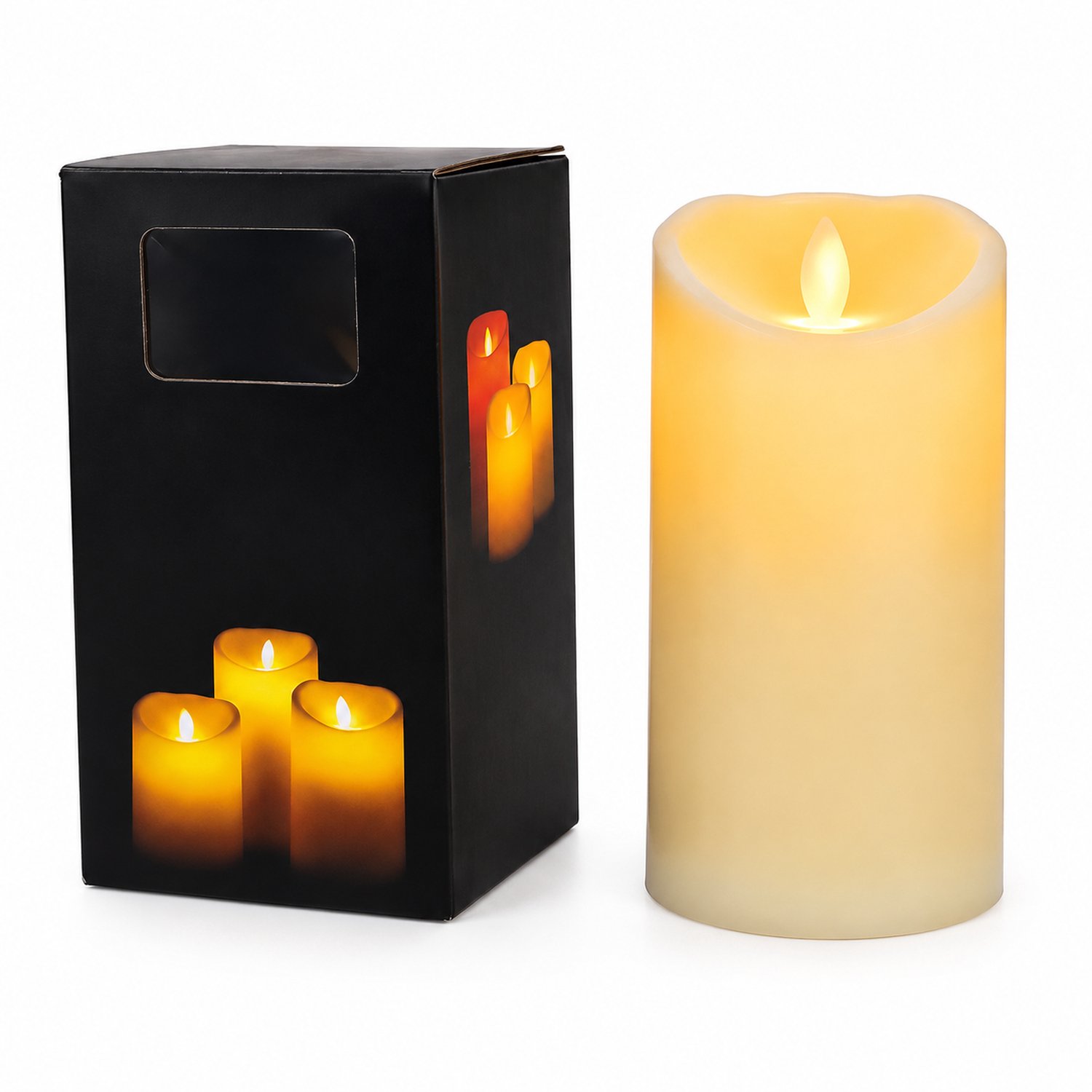 SWGOTA led kaarsen - 1 kaars van 7,5 x 15 cm, warmgeel vlamvormig licht, batterijmodel zonder afstandsbediening, in doos, exclusief batterijen Ivoorwit