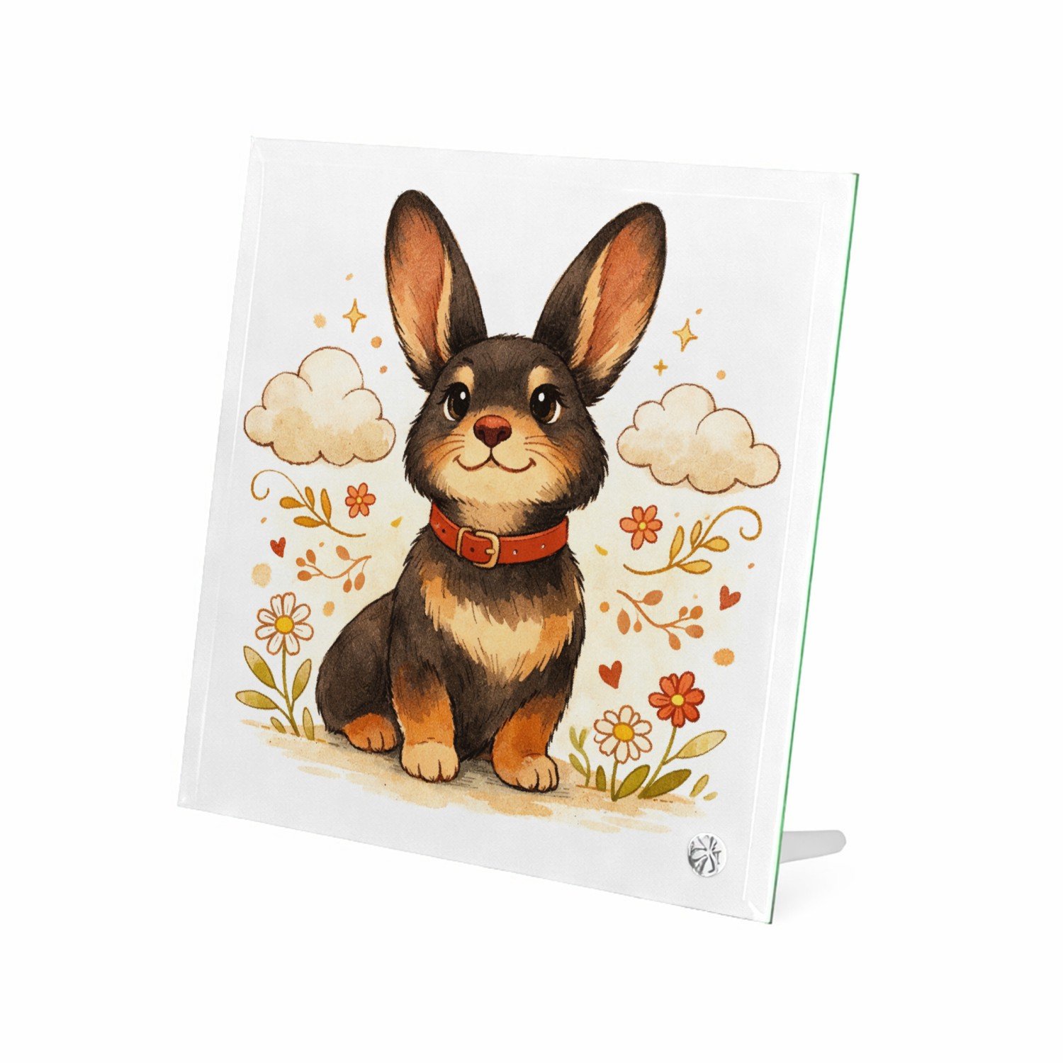 Mr Cadeautjes Glasframe 20 x 20 - design Een speels dierportret met een rustige omlijsting en een zac | cadeau Wit