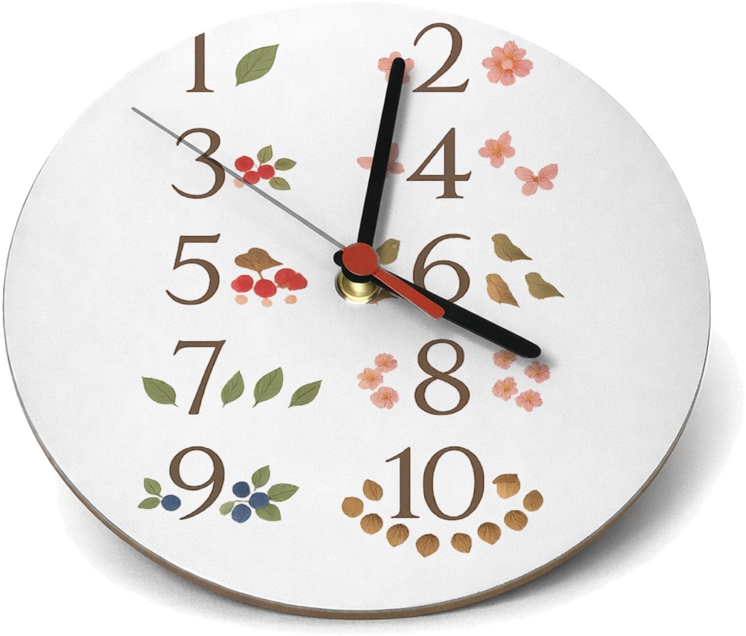 Mr Cadeautjes Klok rond Ø 19 - design Een rustige telposter voor de natuur, met seizoenselementen | cadeau Wit