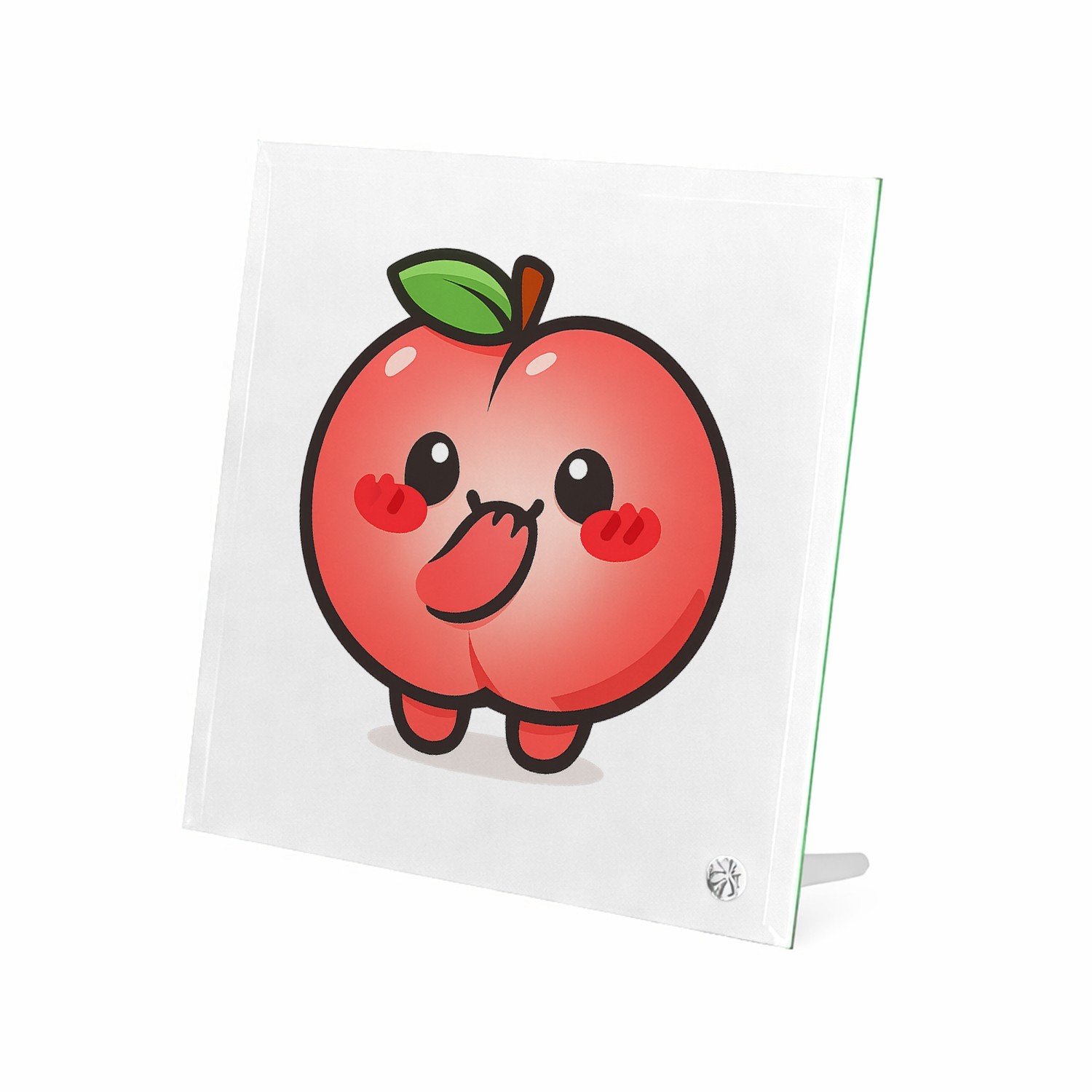 Mr Cadeautjes Glasframe 20 x 20 - design Een schattige maar een tikje brutale fruitfiguur met een ver | cadeau Wit