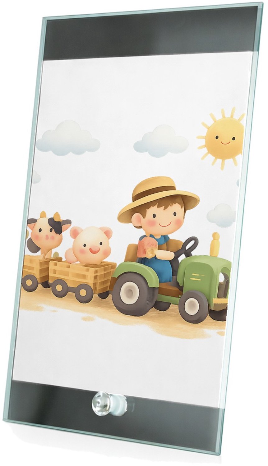 Mr Cadeautjes Glasframe 15 x 23 - design Drie panelen met een zachte dierlijke reis door de seizoenen | cadeau Wit