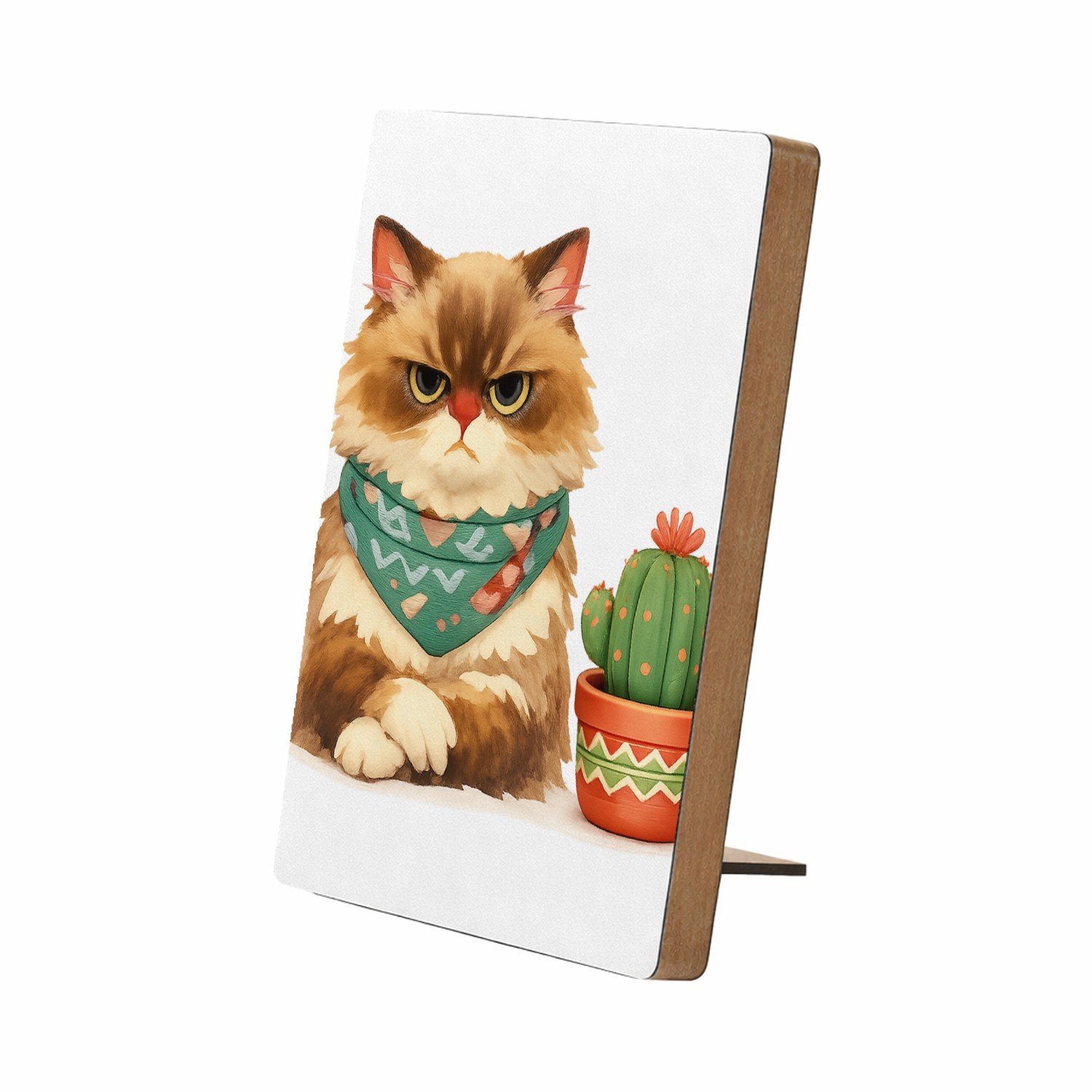Mr Cadeautjes Glasframe/MDF 12,7 x 17,8 - design Een norse egel met een kleine bloempot vol stekelige vetplan | cadeau Wit