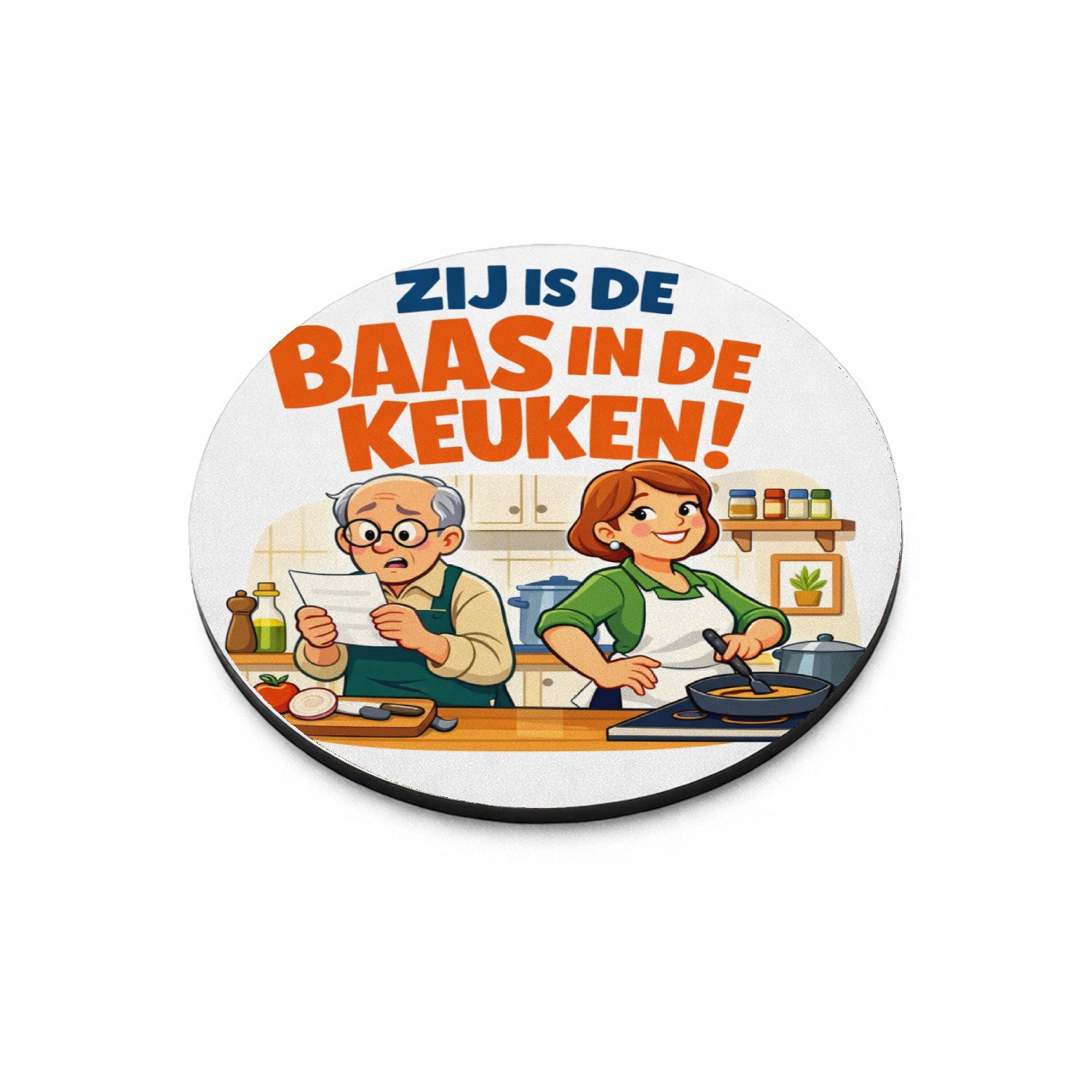 Mr Cadeautjes MDF magnetische fotolijst rond Ø 9,5 - design Een speelse partnerschap-grap met een alledaagse rolomkering | cadeau Wit