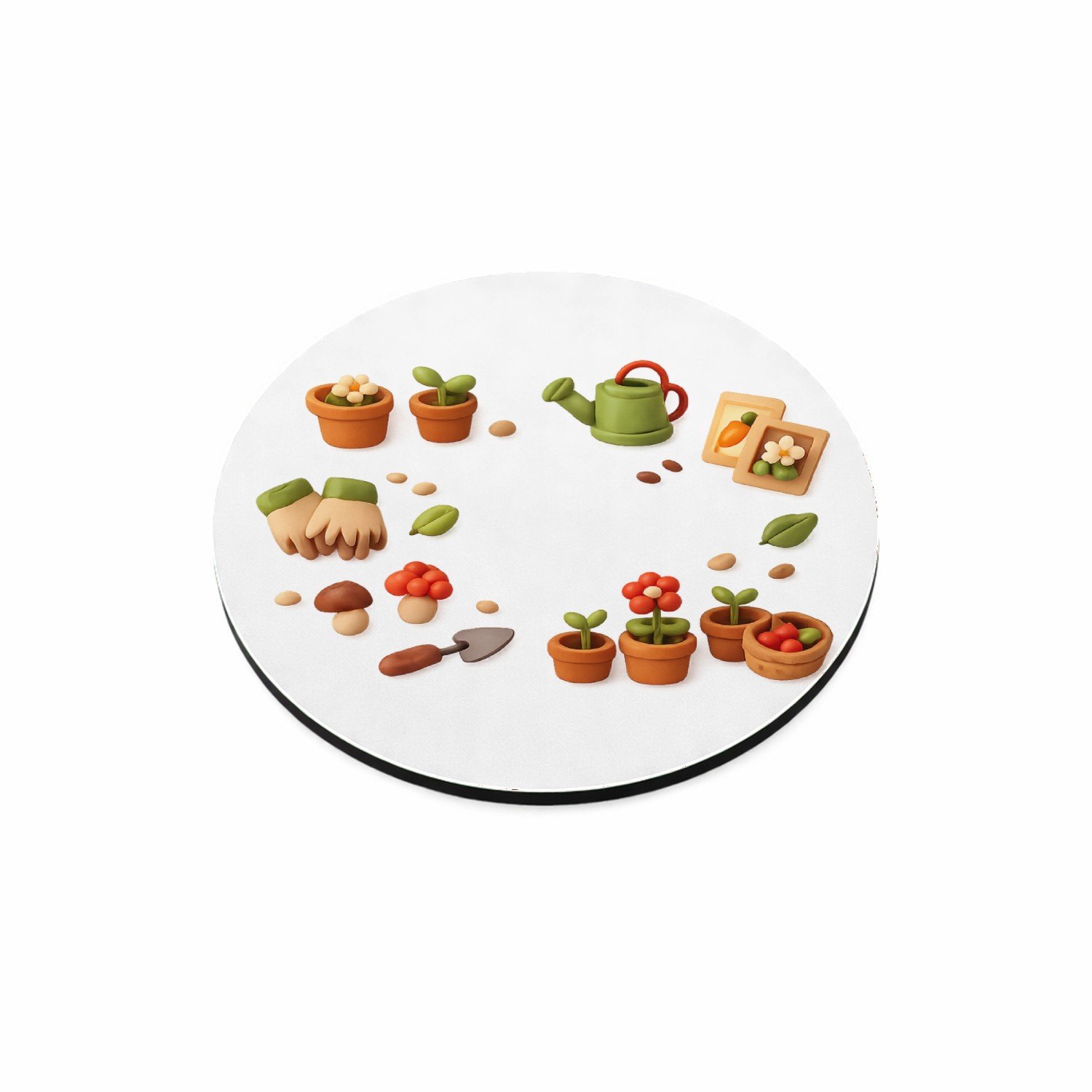 Mr Cadeautjes MDF magnetische fotolijst rond Ø 9,5 - design Een speelse verzameling van kleine tuin- en natuurminiaturen | cadeau Wit