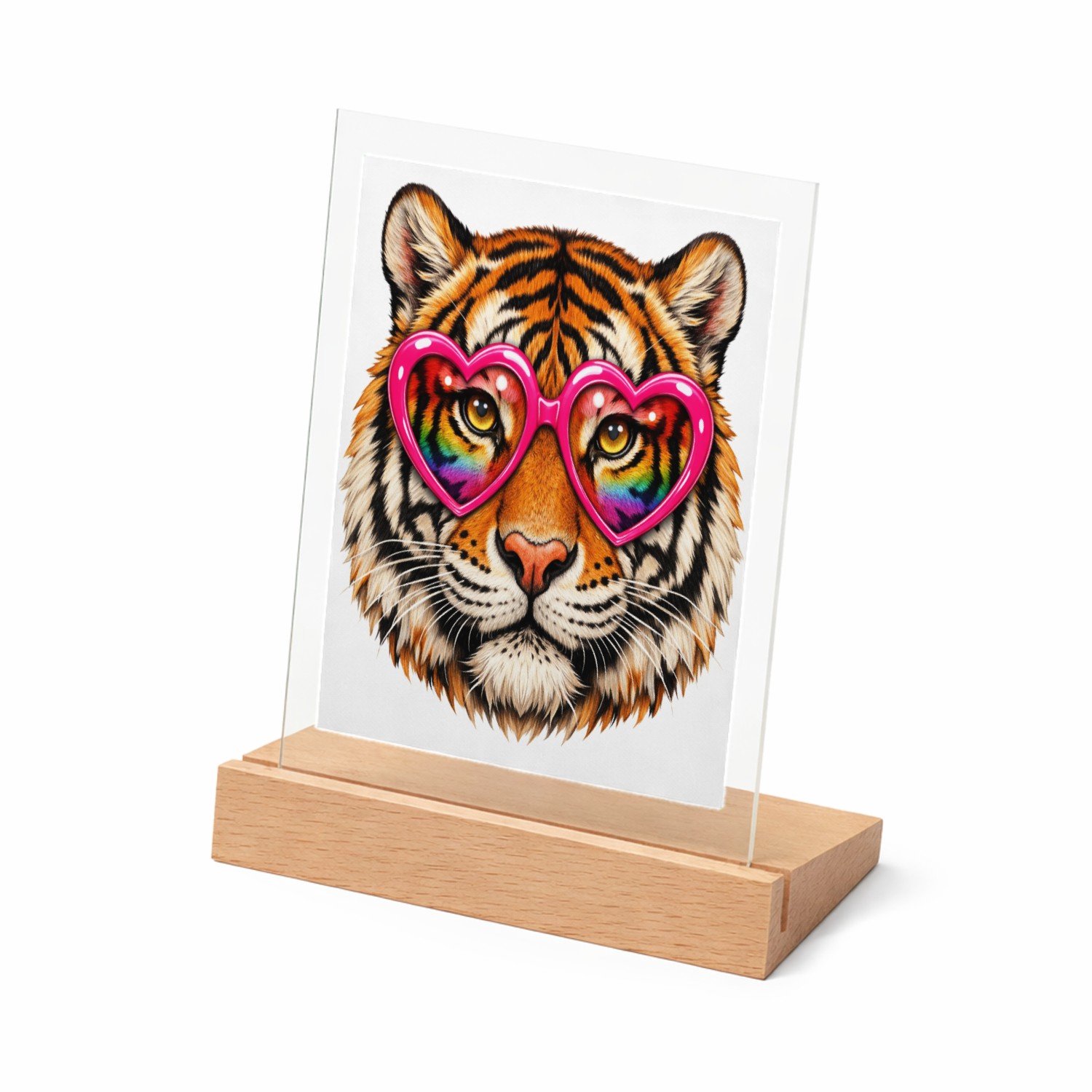 Mr Cadeautjes Glasframe met vaste tekst - design Een expressief dierengezicht met een speelse, zelfverzekerde | cadeau Wit